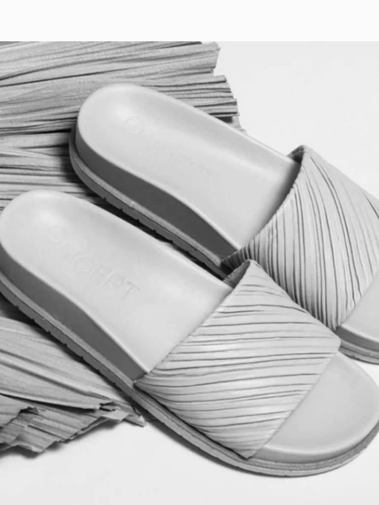 Oncept | Leather Slide Sandal Sustainable Athens Ruched Leather 9.5